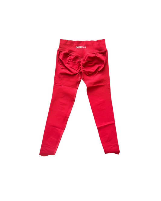 Red velvet sculpting leggings